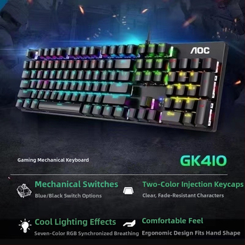 Sada hernej klávesnice a myši s mechanickými prepínačmi, káblové pripojenie, vodotesné vlastnosti, ABS telo