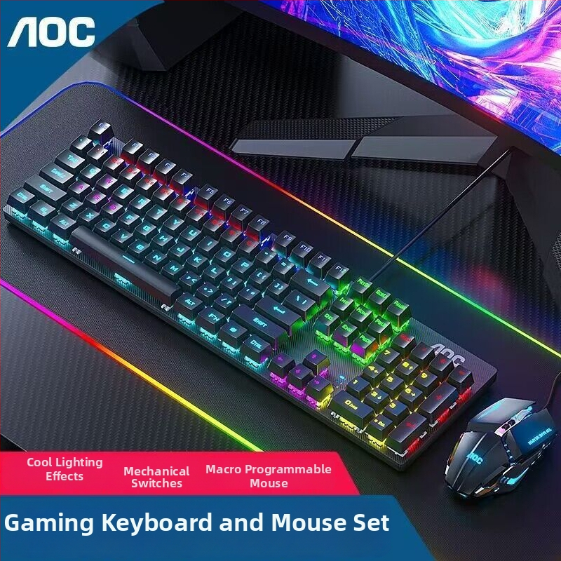 Sada hernej klávesnice a myši s mechanickými prepínačmi, káblové pripojenie, vodotesné vlastnosti, ABS telo