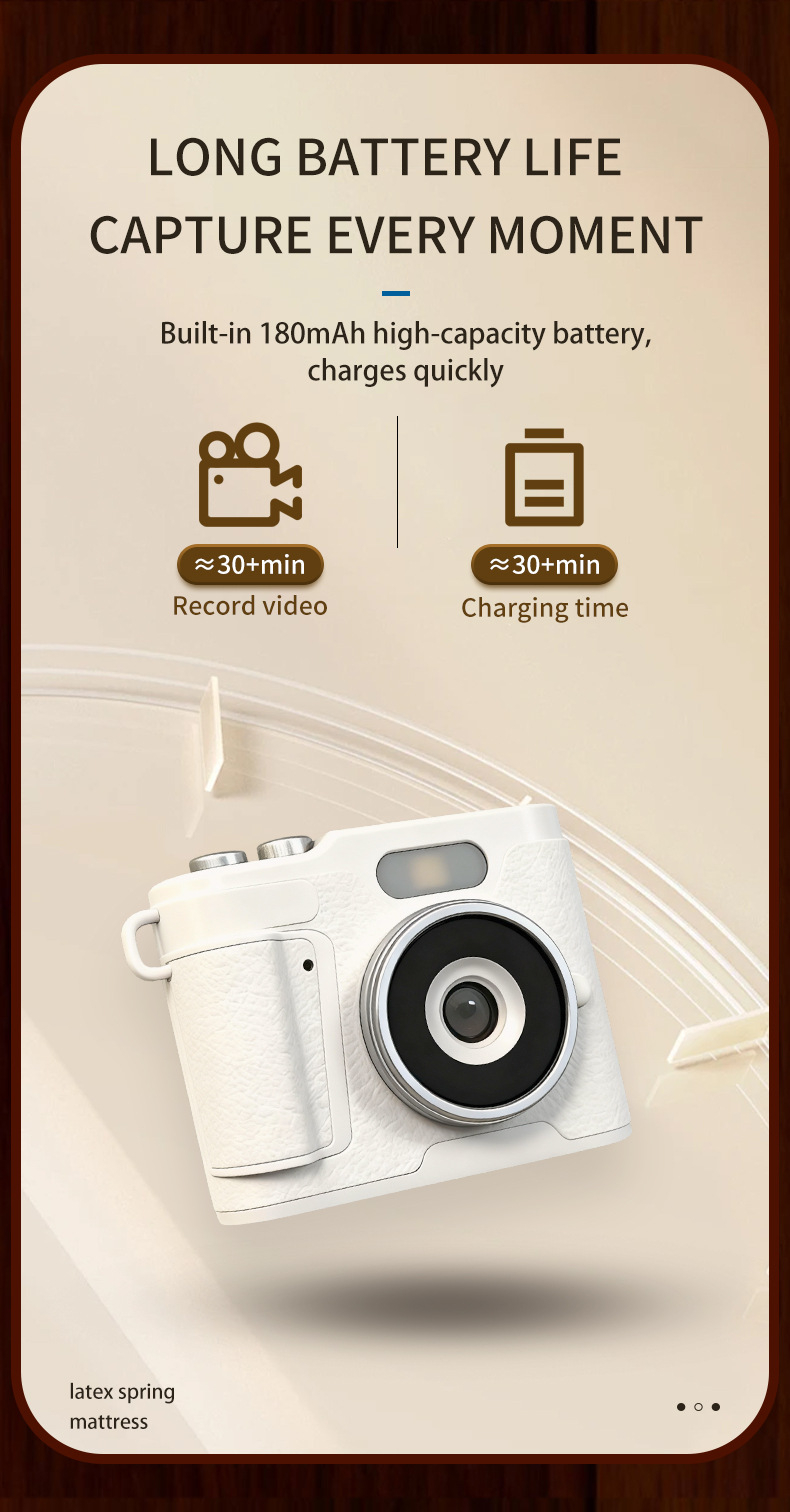 Детска ретро мини цифрова камера – CMOS сензор 1/1.8 inch, 8Мп, максимална резолюция 3072×2456, USB 2.0