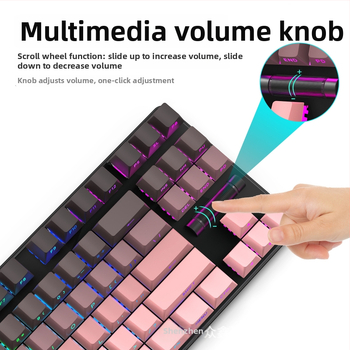 Mechanická klávesnica, 87 kláves, bezdrôtové pripojenie, červené spínače, RGB podsvietenie