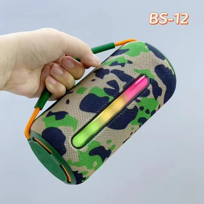 BS12 difuzor Bluetooth fără fir, portabil, 10W ieșire, Bluetooth 5.3, interval de frecvențe 100Hz–20kHz, baterie încorporată 1000–1200mAh, rază 10m