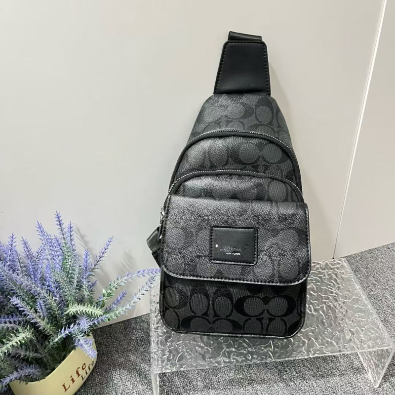 Geantă de piept pentru bărbați PU, impermeabilă, căptușeală poliester, utilizare zilnică