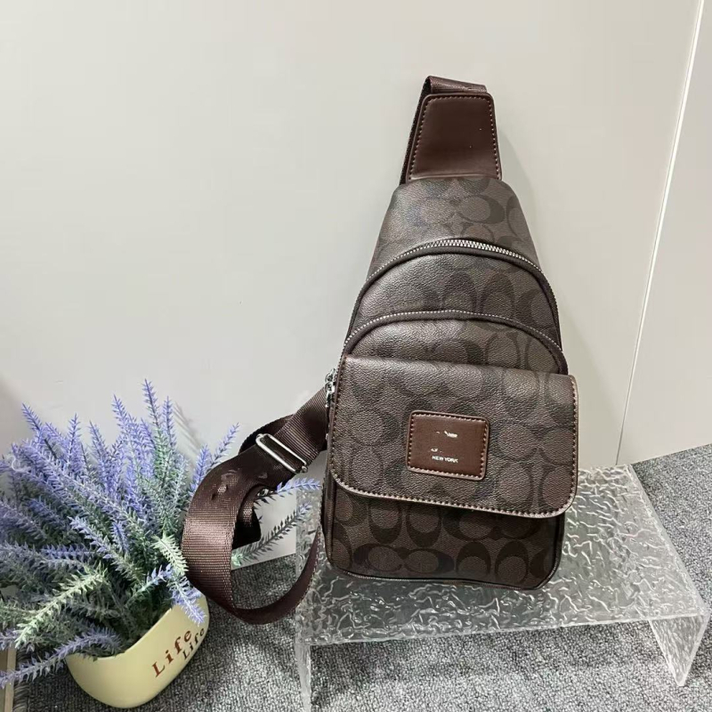 Geantă de piept pentru bărbați PU, impermeabilă, căptușeală poliester, utilizare zilnică