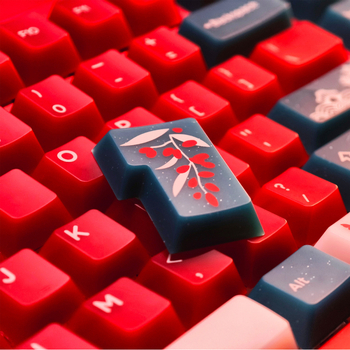 Capace pentru taste Xvx Soft Jade Red Bean – gravate cu finisaj mat translucid, set de 135 taste pentru tastaturi mecanice cu ax magnetic, iluminare RGB, compatibil cu 60-108 taste