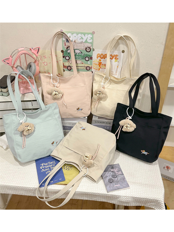 Geantă Tote impermeabilă, în stil japonez, pentru femei, din material spălat, pentru uz zilnic, curea de umăr curbată