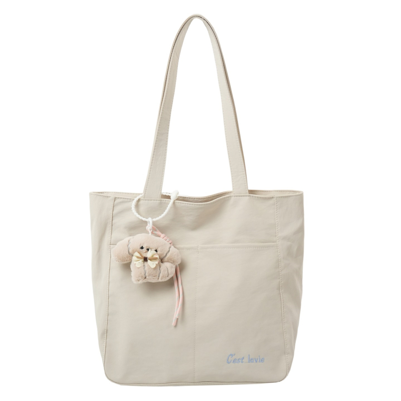 Geantă Tote impermeabilă, în stil japonez, pentru femei, din material spălat, pentru uz zilnic, curea de umăr curbată