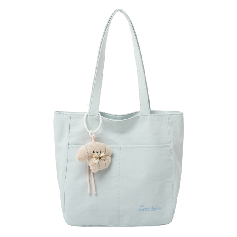 Geantă Tote impermeabilă, în stil japonez, pentru femei, din material spălat, pentru uz zilnic, curea de umăr curbată