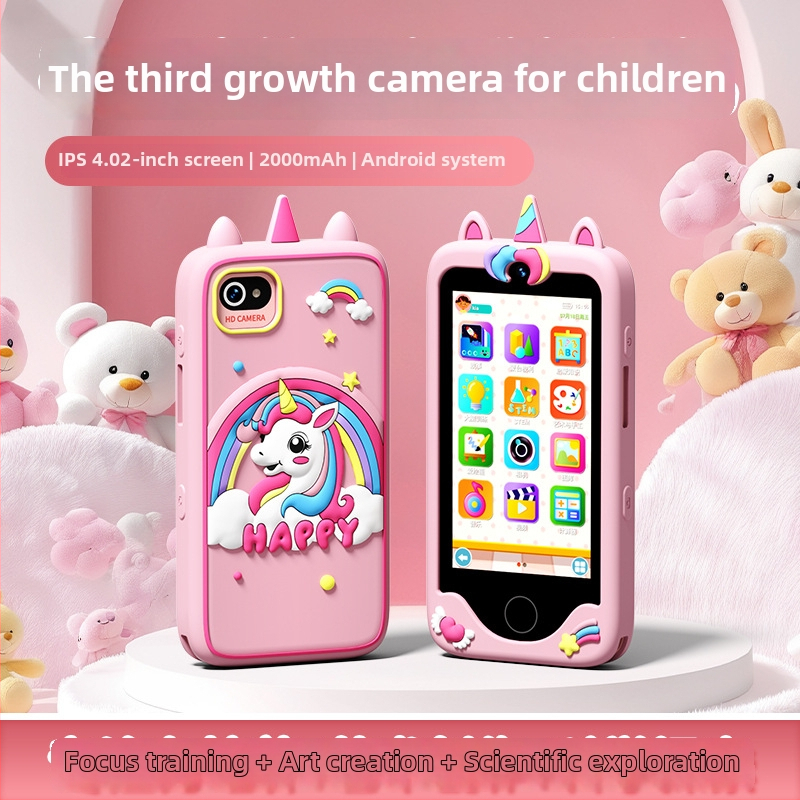 Qingmu Horse Q5 Detská kamera pre deti s 4,02-palcovým LCD, TF karta, 2000mAh batéria, Fotografovanie, Nahrávanie videa, Časovač, Samolepka na fotky, Filter