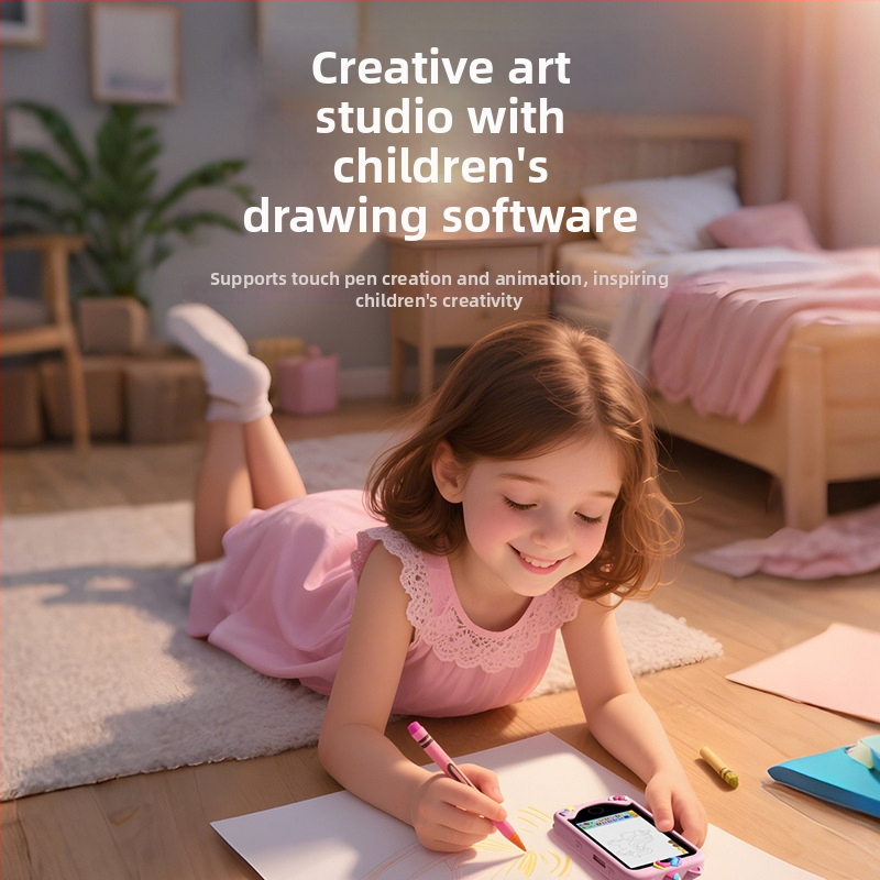 Qingmu Horse Q5 Detská kamera pre deti s 4,02-palcovým LCD, TF karta, 2000mAh batéria, Fotografovanie, Nahrávanie videa, Časovač, Samolepka na fotky, Filter