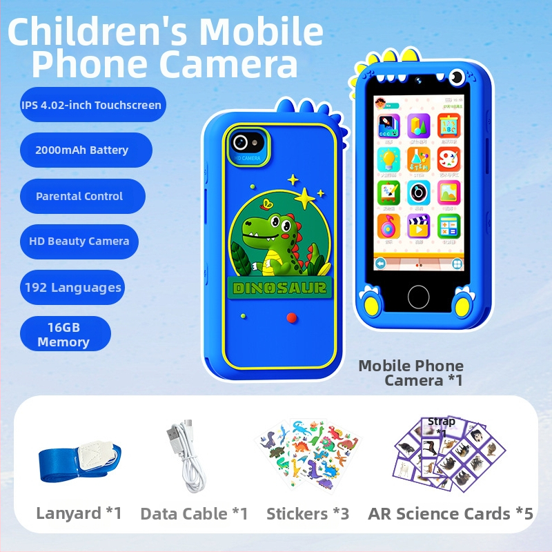 Qingmu Horse Q5 Detská kamera pre deti s 4,02-palcovým LCD, TF karta, 2000mAh batéria, Fotografovanie, Nahrávanie videa, Časovač, Samolepka na fotky, Filter