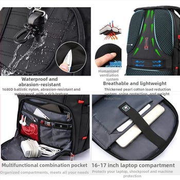 Swigor Swiss Army Knife hátizsák férfiaknak, nagy kapacitású, alkalmas utazáshoz és üzleti utakhoz, Oxford szövet, 36–55 L, helyet biztosít 15 hüvelykes laptop számára, kopásálló, görbült vállpántok