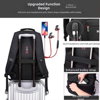 Swigor Swiss Army Knife hátizsák férfiaknak, nagy kapacitású, alkalmas utazáshoz és üzleti utakhoz, Oxford szövet, 36–55 L, helyet biztosít 15 hüvelykes laptop számára, kopásálló, görbült vállpántok