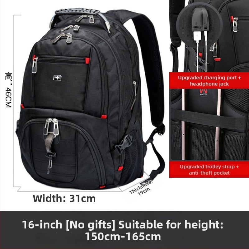 Swigor Swiss Army Knife hátizsák férfiaknak, nagy kapacitású, alkalmas utazáshoz és üzleti utakhoz, Oxford szövet, 36–55 L, helyet biztosít 15 hüvelykes laptop számára, kopásálló, görbült vállpántok