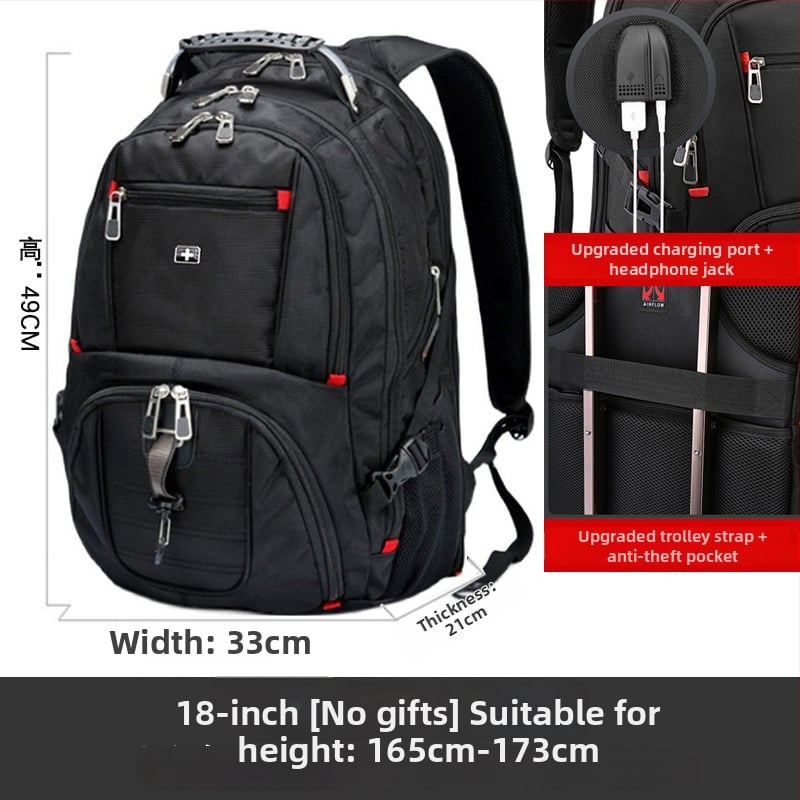 Swigor Swiss Army Knife hátizsák férfiaknak, nagy kapacitású, alkalmas utazáshoz és üzleti utakhoz, Oxford szövet, 36–55 L, helyet biztosít 15 hüvelykes laptop számára, kopásálló, görbült vállpántok