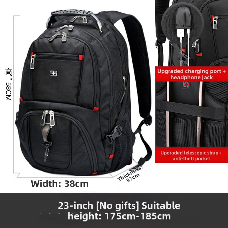 Swigor Swiss Army Knife hátizsák férfiaknak, nagy kapacitású, alkalmas utazáshoz és üzleti utakhoz, Oxford szövet, 36–55 L, helyet biztosít 15 hüvelykes laptop számára, kopásálló, görbült vállpántok