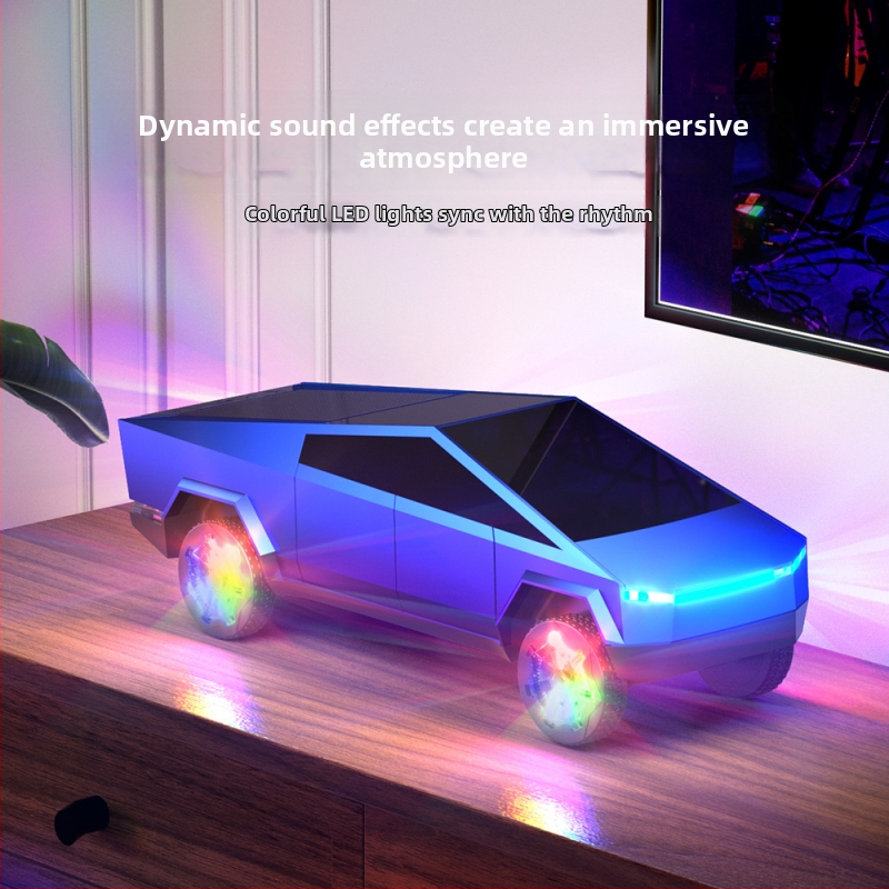 Új autómodell Bluetooth hangszóró szubwooferrel, vezeték nélküli töltéssel, cyber dísz, mini hordozható hangszóró