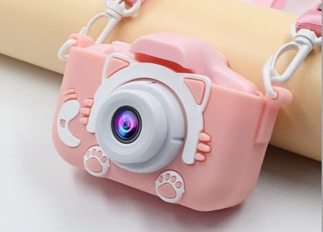Camera pentru copii cu temă pisică, mini cameră, model ECM-SJ0000D-G2, LCD 2.0, stocare card TF, senzor ≤1 MP, autonomie baterie 1–3 ore