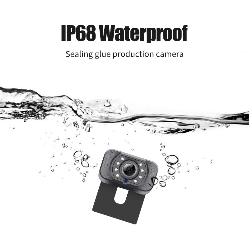 Belaidė automobilio galinio vaizdo kamera rinkinys su numerio ženklų kamera — raiška 1080P/720P/480P, 12V, 110° kampas, AV signalas