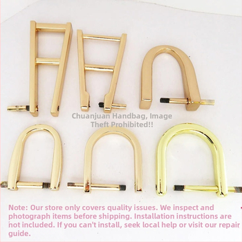 Hardver pentru mâner de geantă — Shrimp Button, metal, oval, formă ou, șurub detașabil, inel D pentru mână