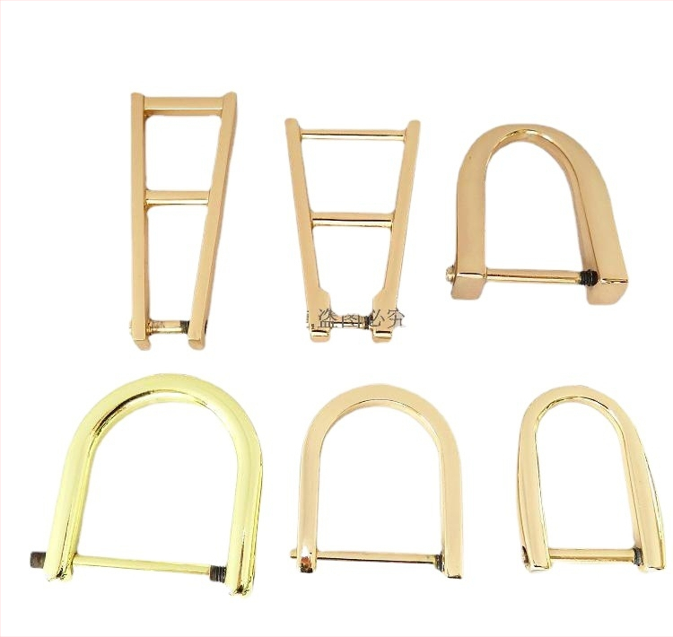 Hardver pentru mâner de geantă — Shrimp Button, metal, oval, formă ou, șurub detașabil, inel D pentru mână