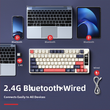 Herná klávesnica, bezdrôtová trojmódová konektivita (2.4G/Bluetooth), až 87 kláves, silikónový materiál, s podržkou na zápästie, viacfarebná podsvietenie