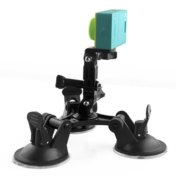 Suport triunghiular cu ventuză pentru camere de acțiune; construcție din plastic; încărcare maximă 2 kg; greutate 0,2 kg