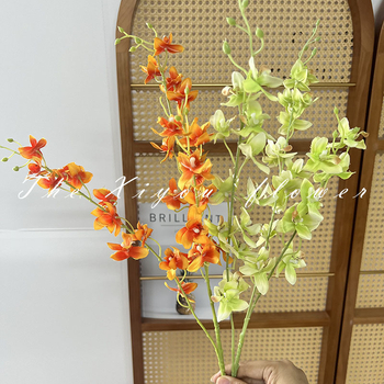 Orhidee cu trei brațe, un singur tulpină – decor de tavan, floare de mătase, pentru nunți, decor de casă și recuzită fotografică