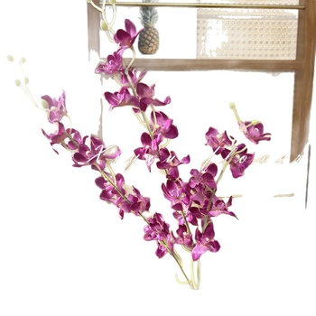 Orhidee cu trei brațe, un singur tulpină – decor de tavan, floare de mătase, pentru nunți, decor de casă și recuzită fotografică