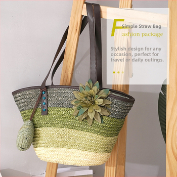 Salmu pīta soma, pilsētas vienkāršais stils, apaļas spaiņa formas soma, atvērta kabata, vasara 2021