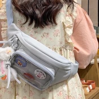 Studentska sportska torbica za struk — najlon, zatvarač, unutarnja džep s zipom, unutarnji patch džep, mekana konstrukcija