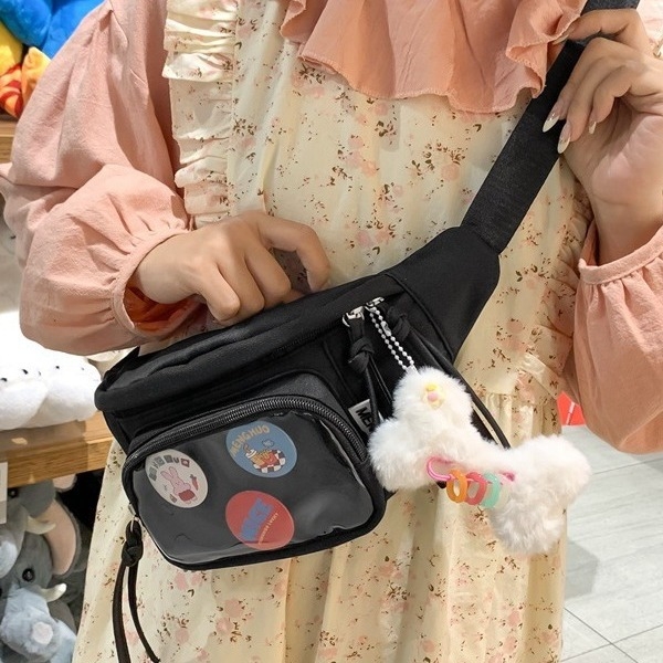 Studentska sportska torbica za struk — najlon, zatvarač, unutarnja džep s zipom, unutarnji patch džep, mekana konstrukcija