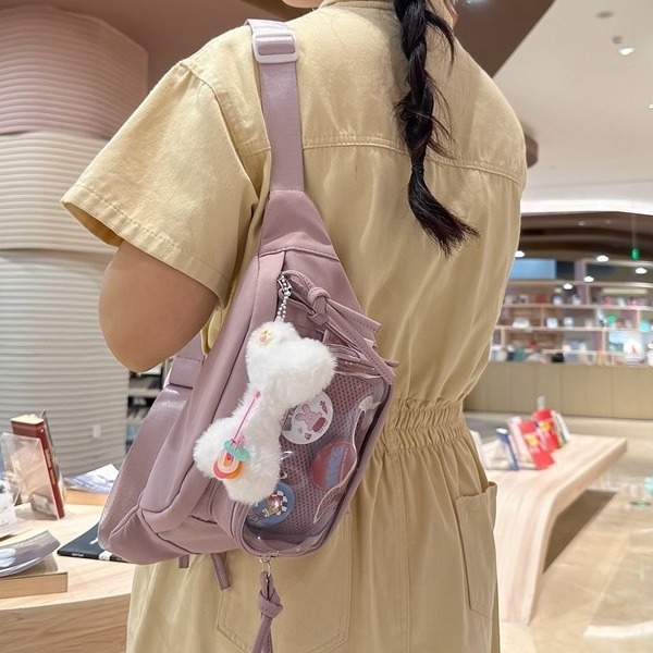 Studentska sportska torbica za struk — najlon, zatvarač, unutarnja džep s zipom, unutarnji patch džep, mekana konstrukcija