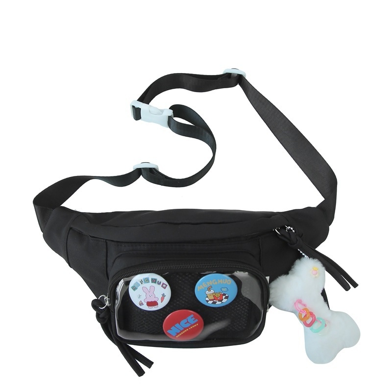 Studentska sportska torbica za struk — najlon, zatvarač, unutarnja džep s zipom, unutarnji patch džep, mekana konstrukcija