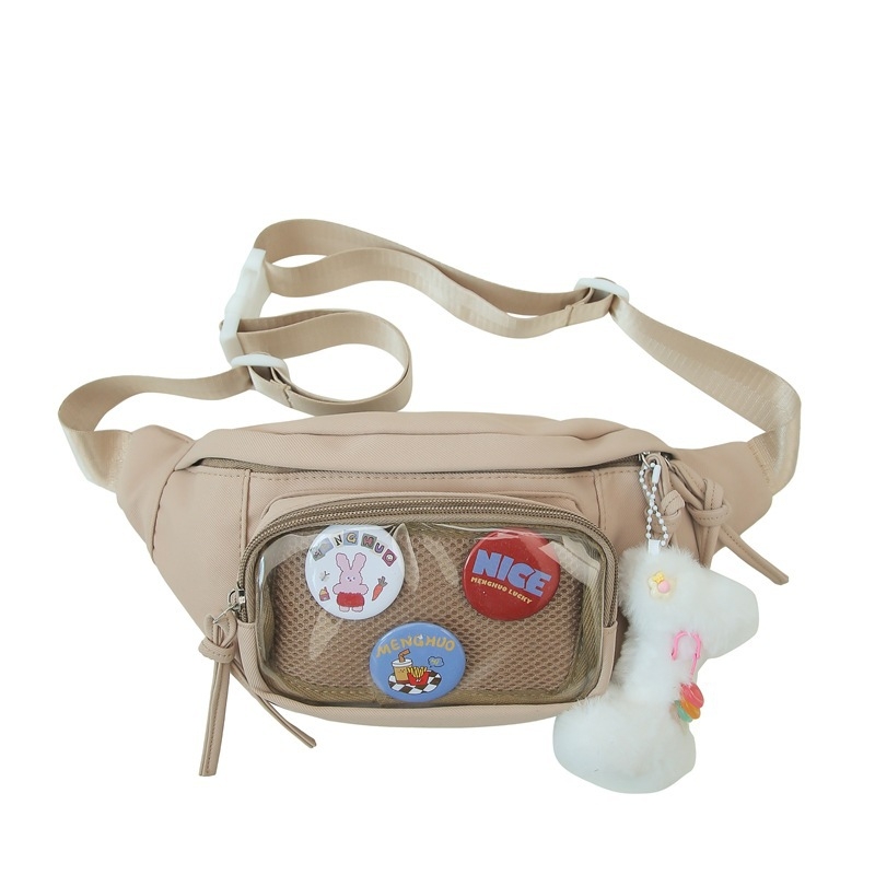 Studentska sportska torbica za struk — najlon, zatvarač, unutarnja džep s zipom, unutarnji patch džep, mekana konstrukcija