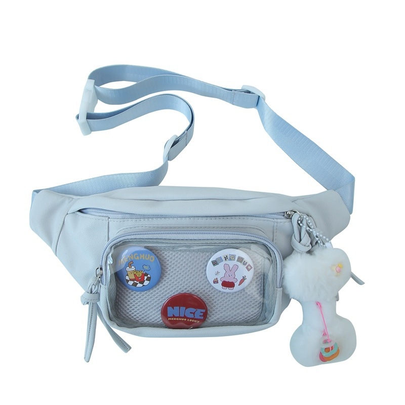 Studentska sportska torbica za struk — najlon, zatvarač, unutarnja džep s zipom, unutarnji patch džep, mekana konstrukcija