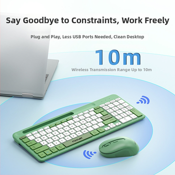 Σετ ασύρματο πληκτρολόγιο και ποντίκι 2-σε-1 — ήσυχη λειτουργία, USB διεπαφές, οπτική ανάλυση 1600dpi, εργονομικός σχεδιασμός, KN500 συμβατό