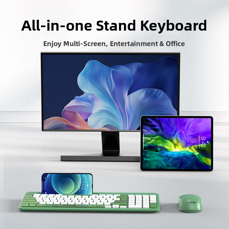 Σετ ασύρματο πληκτρολόγιο και ποντίκι 2-σε-1 — ήσυχη λειτουργία, USB διεπαφές, οπτική ανάλυση 1600dpi, εργονομικός σχεδιασμός, KN500 συμβατό