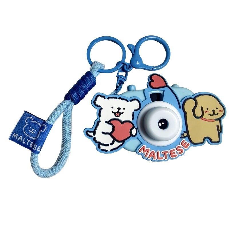 Kulcstartó – projektáló kamera sorozat, vonalas kutya, aranyos rajzfilm kar a táskákhoz és autókhoz (IP nem engedélyezett)