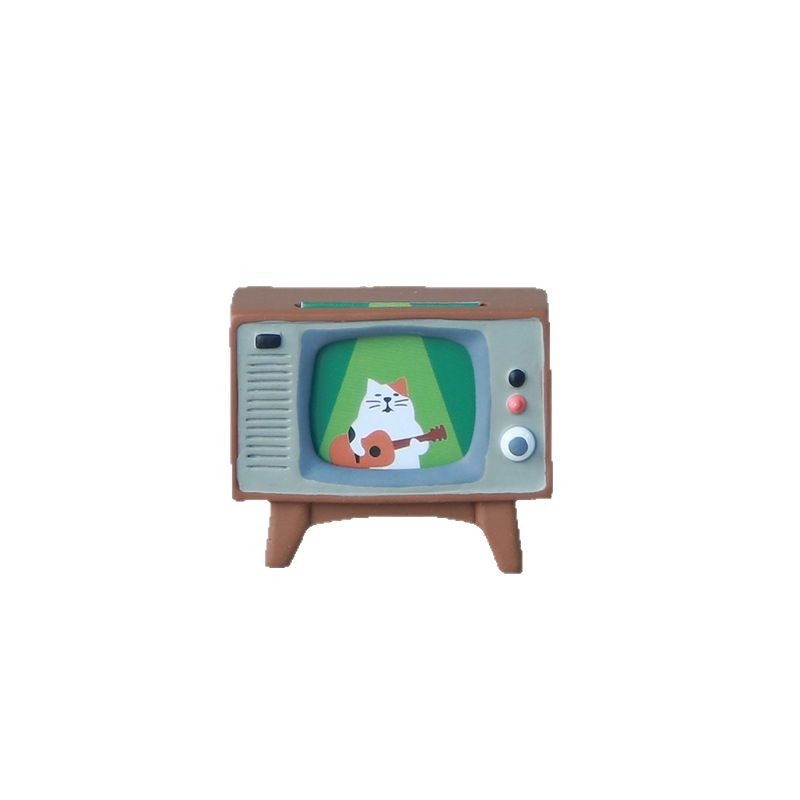 Japanskog stila zakka – mačji TV, mini scenografski rekvizit od smole