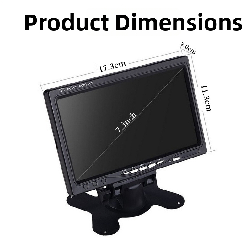 Automobilio atbulinės eigos ekranas — 7 colių IPS ekranas 1024x600, AHD įvestis, HR71 modelis, prietaisų skydelio monitorius