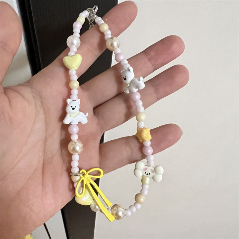 Lančić za mobitel s perlama i mašnicom, PVC užad, DIY prilagodba, plastična kopča, pojedinačno pakirano