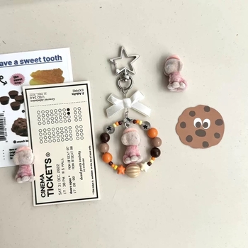 Lanyard pentru telefon mobil cu cățeluș din mărgele – Material: rășină; sfoară PP; cataramă din plastic; Unisex