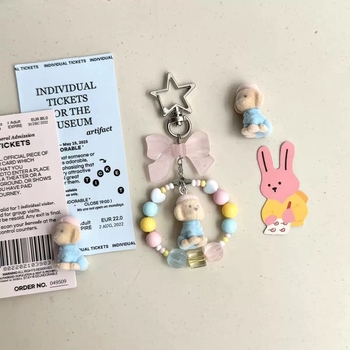 Lanyard pentru telefon mobil cu cățeluș din mărgele – Material: rășină; sfoară PP; cataramă din plastic; Unisex