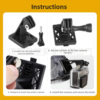 Suport PTZ pentru cameră de acțiune cu șină de 20 mm, nailon, accesoriu cască pentru ciclism, unisex, adult