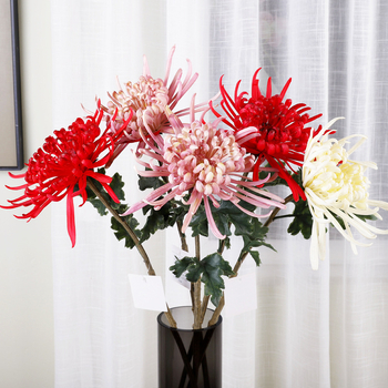 Crizantemă artificială din plastic moale – PVC și adeziv moale, turnare prin injecție, ramură unică, decor interior