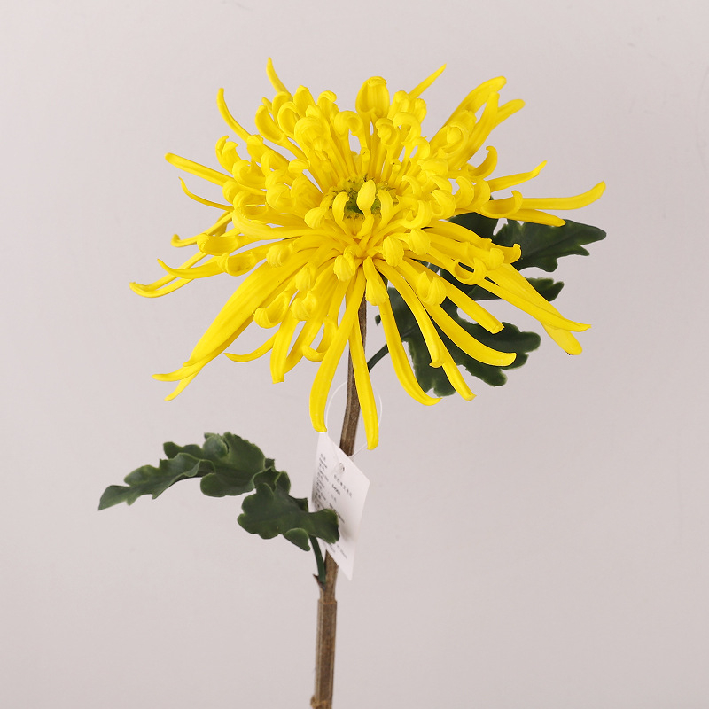 Crizantemă artificială din plastic moale – PVC și adeziv moale, turnare prin injecție, ramură unică, decor interior