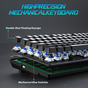 Taiahiro BK6301: Σετ μηχανικού πληκτρολογίου και ποντικιού με τρεις λειτουργίες, ασύρματο/ενσύρματο, USB/Bluetooth/2.4G, 3200 DPI, φωτισμός