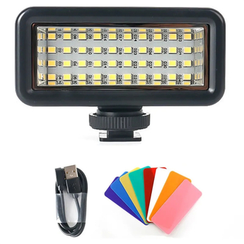 Светлина за екшън камера със стойка, RGB осветление, водоустойчивост до 40 m, вградена литиева батерия, тегло 120 g, модел SL-106