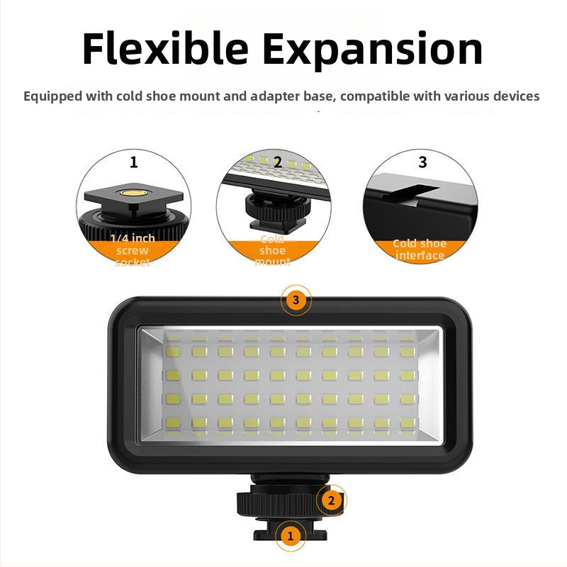 Aktīvās kameras papildgaisma ar statīvu, RGB apgaismojums, ūdensizturība līdz 40 m, iebūvēta Li baterija, svars 120 g, modelis SL-106