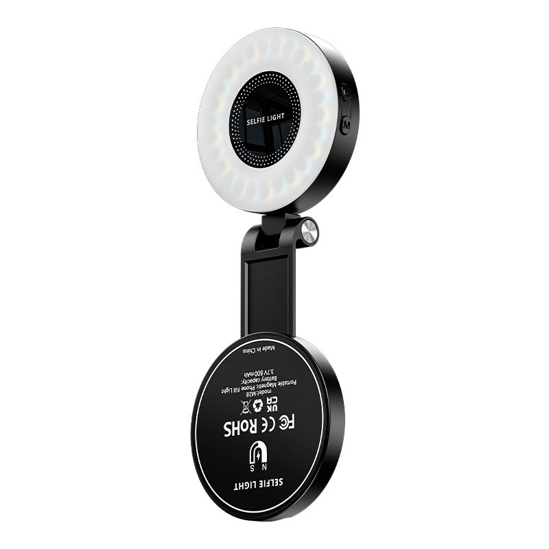 LED svjetlo za telefon — magnetsko ogledalo, džepno svjetlo za selfie, ručno, s tri boje temperature; snaga ispod 10W, 3.7V, model M28